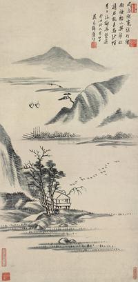 梁鼎芬 1913年作 山水 立轴