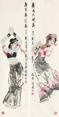 陈振国 2002年作 民族舞蹈 镜框 （二开）