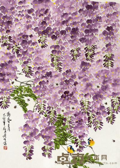 周彦生 1999年作 阳春三月 镜框 98.5×69cm