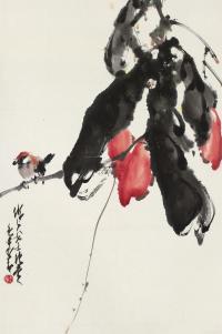 赵少昂 1980年作 花鸟 镜框