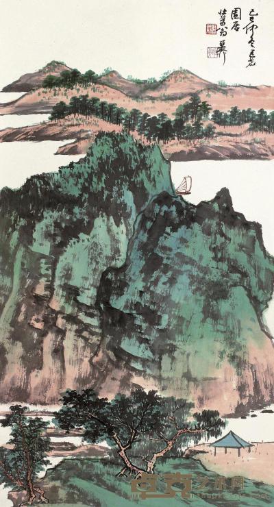 谢稚柳 1989年作 山水 立轴 89×48cm