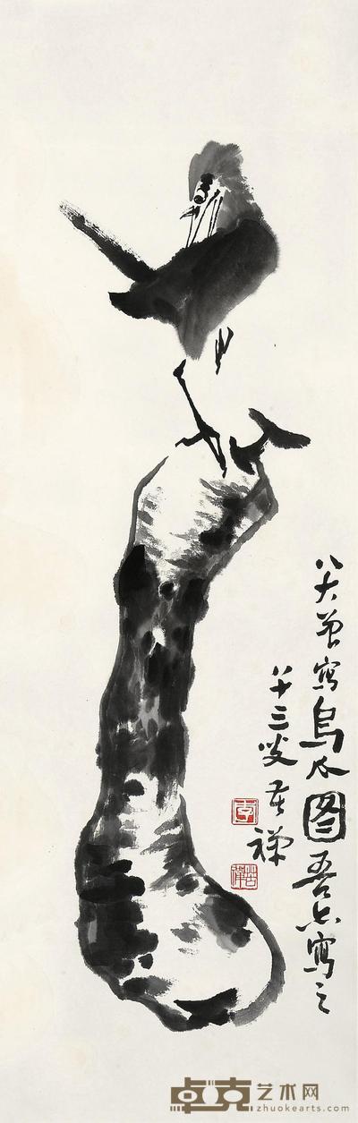 李苦禅 鸟瓜图 立轴 96×30cm