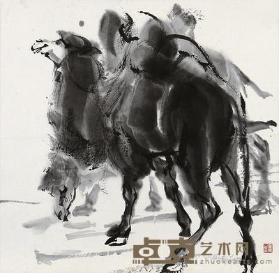 黄胄 骆驼 镜片 34×35cm