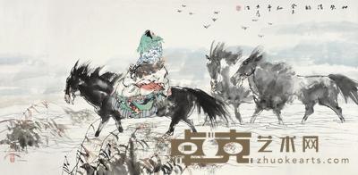 刘大为 癸未(2003年)作 草原清韵 镜片 69×137.5cm