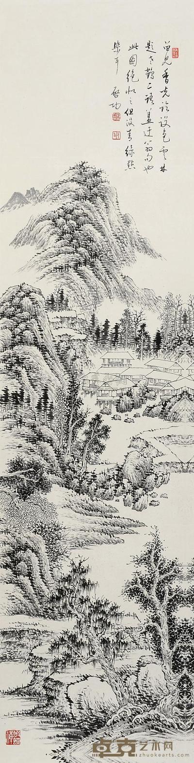 启功 山水 立轴 138×34.5cm