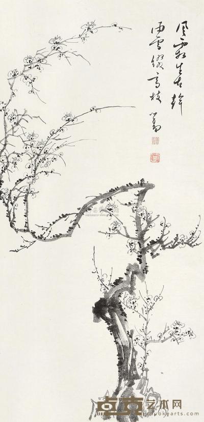 溥儒 墨梅 立轴 80×39cm