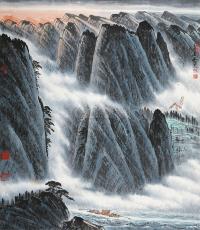 岑学恭 己巳（1989年）作 山水 镜片