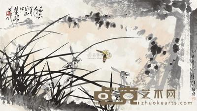 方楚雄 1978年、乙酉(2005年)作 兰蝶图 镜片 40×70cm