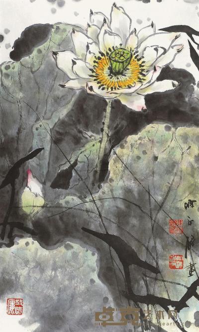 陈永锵 荷花图 镜框 82×50cm