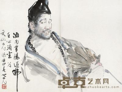 杨之光 壬申(1992年)作 济公 镜片 59.5×79cm
