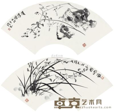 王璜生 丙戌（2006年）作 双清·凝香 镜片 28×72cm×2