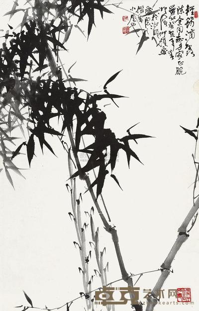蔡仰颜 癸亥(1983年)作 轻筠滴露 立轴 90×58cm