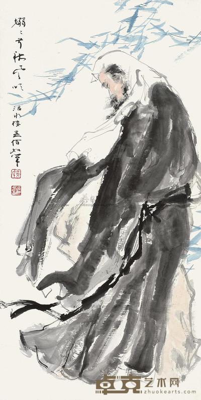 吴佰如 袅袅兮袱风吹 镜片 104×52cm
