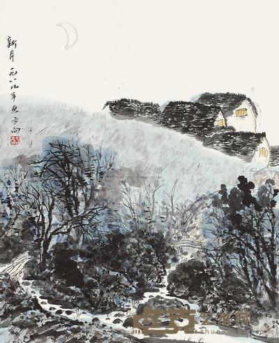 方向 1989年作 新月 立轴 59×48cm