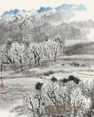 方向 己巳(1989年)作 赶集去 立轴 59×48cm