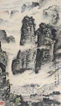 黄安仁 甲子（1984年）作 山水 立轴