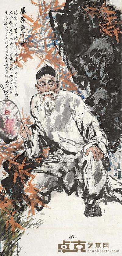 刘济荣 1986年作 居廉观蟋图 立轴 130×62cm