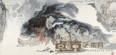 伍启中 甲戌(1994年)作 张九龄诗意图 镜片 68×136cm