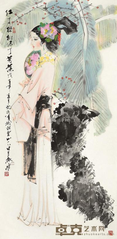 林峥明 戊子（2008年）作 红了樱桃 镜片 139×69cm