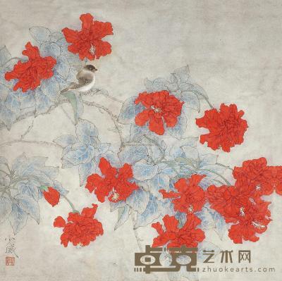 谢少威 明日落红应满径 镜片 68×68cm