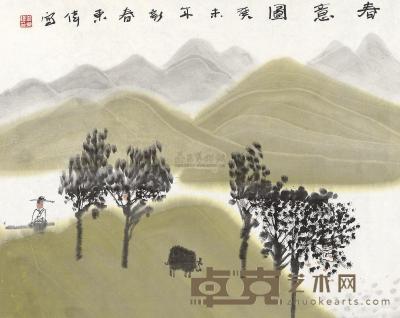 李东伟 癸未（2003年）作 春意图 镜片 54×68cm