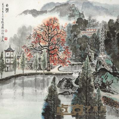 李国华 壬戌（1982年）作 西樵 镜片 66×66cm
