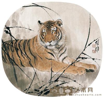 方楚雄 虎虎生威有雄风 镜框 直径35cm