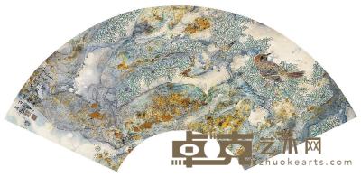 苏百钧 壬辰（2012年）作 花鸟扇画之二 镜片 20.5×68cm