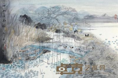 方向 丙戌（2006年）作 烟雨江南 镜片 45.5×69cm