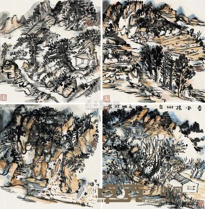 陈映欣 壬辰(2012年)作 山水 (四帧) 镜片 35×35cm×4