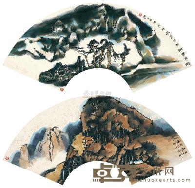庄小尖 己卯（1999年）作、庚辰（2000年）作 惠风和畅 （两帧） 镜框 18×54cm×2