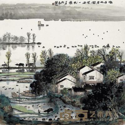林丰俗 丁丑（1997年）作 潮平两岸阔 镜片 69×68cm