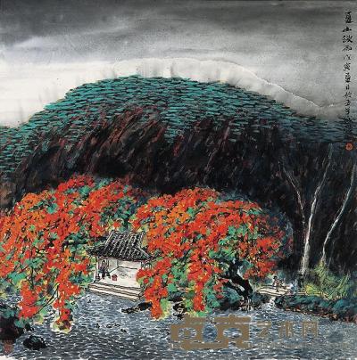 林丰俗 戊寅（1998年）作 夏山欲雨 镜片 69×68cm