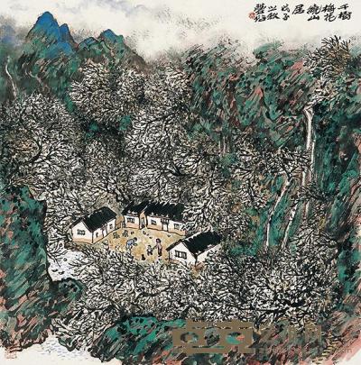 林丰俗 戊子（2008年）作 千树梅花绕山居 镜片 69×69cm
