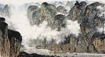 林丰俗 甲戌(1994年)作 江山烟云 镜片 96×178cm