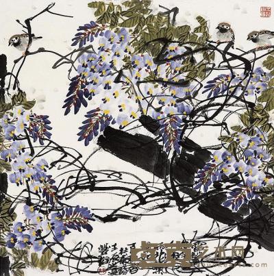 林丰俗 壬辰（2012年）作 鸟语花香 镜片 68×69cm