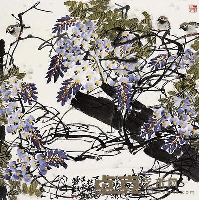 林丰俗 壬辰(2012年)作 鸟语花香 镜片 68×69cm