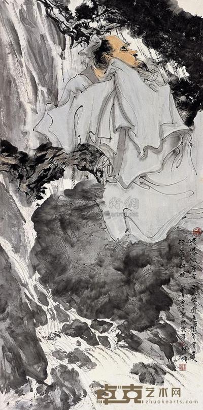 林墉 癸亥（1983年）作 听泉图 立轴 135×67cm