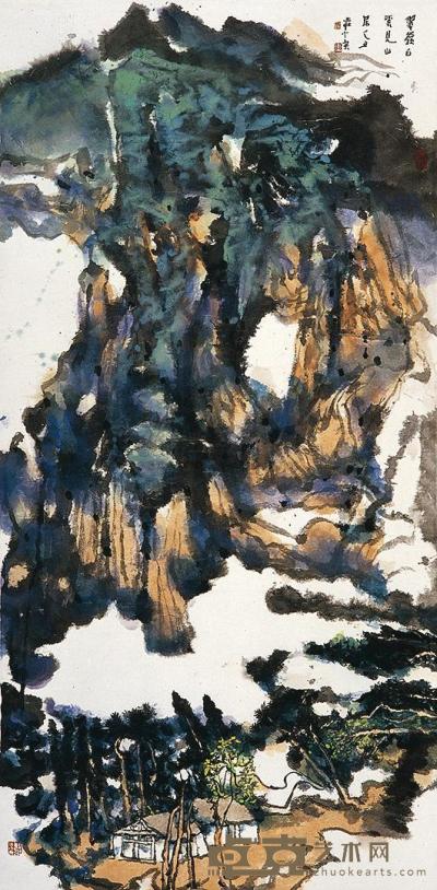 庄小尖 己丑（2009年）作 翠岭白云 镜片 140.5×69.5cm