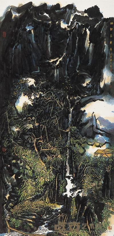 庄小尖 丁亥（2007年）作 幽居 镜片 142×69cm