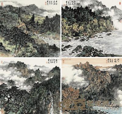 方楚乔 壬辰(2012年)作 山水小品 (四帧) 镜片 45×48cm×4