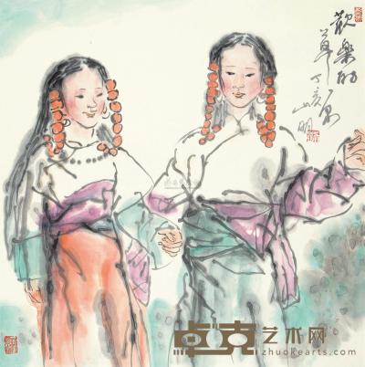 吴山明 丁亥（2007）年作 欢乐的草原 立轴 68×68cm