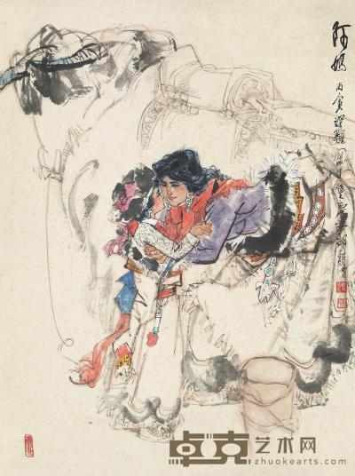 杜显清 丙寅（1986）年作 阿妈 镜片 128×94cm