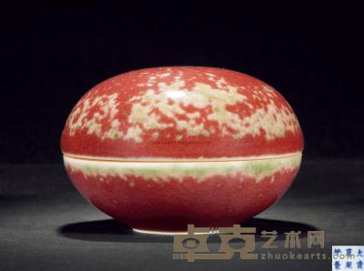 清康熙 豇豆红印盒 直径6.8cm