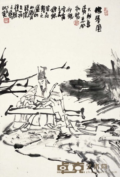 刘健 抚琴动操 68×46cm