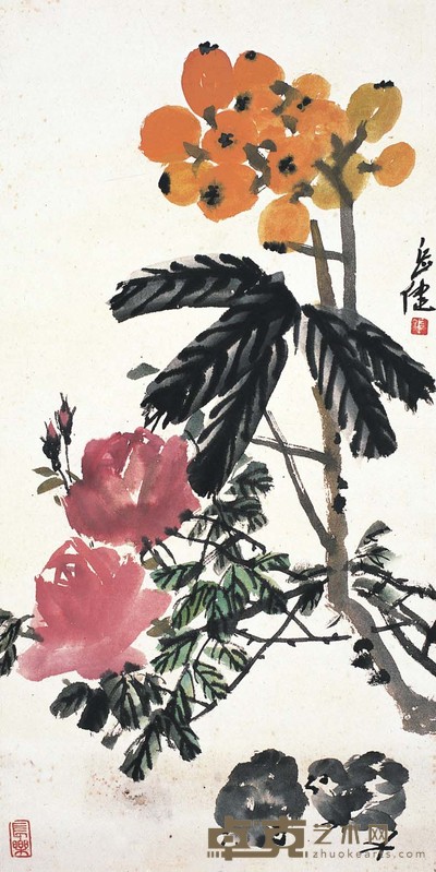 张岳健 时花新果 68×34cm