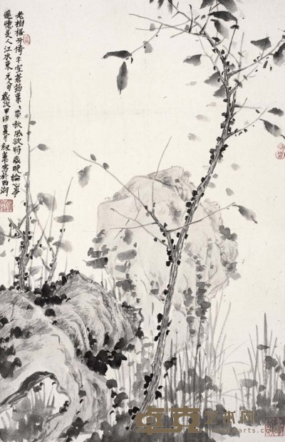 罗剑华 窠石草树 68×45cm