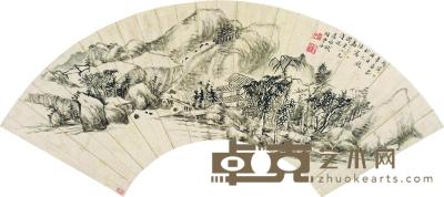 钱楷 山居图 扇片 16.5×51cm