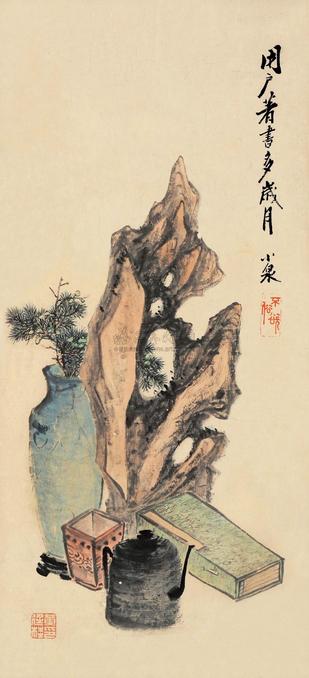 黄廷桂 小泉画石 立轴