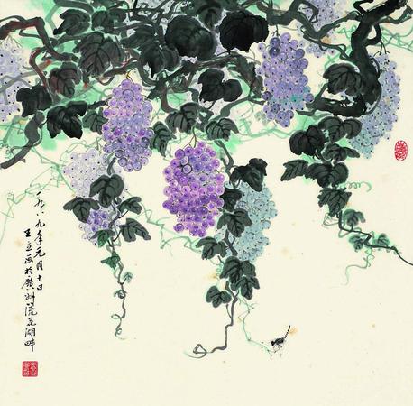 王立 葡萄 立轴